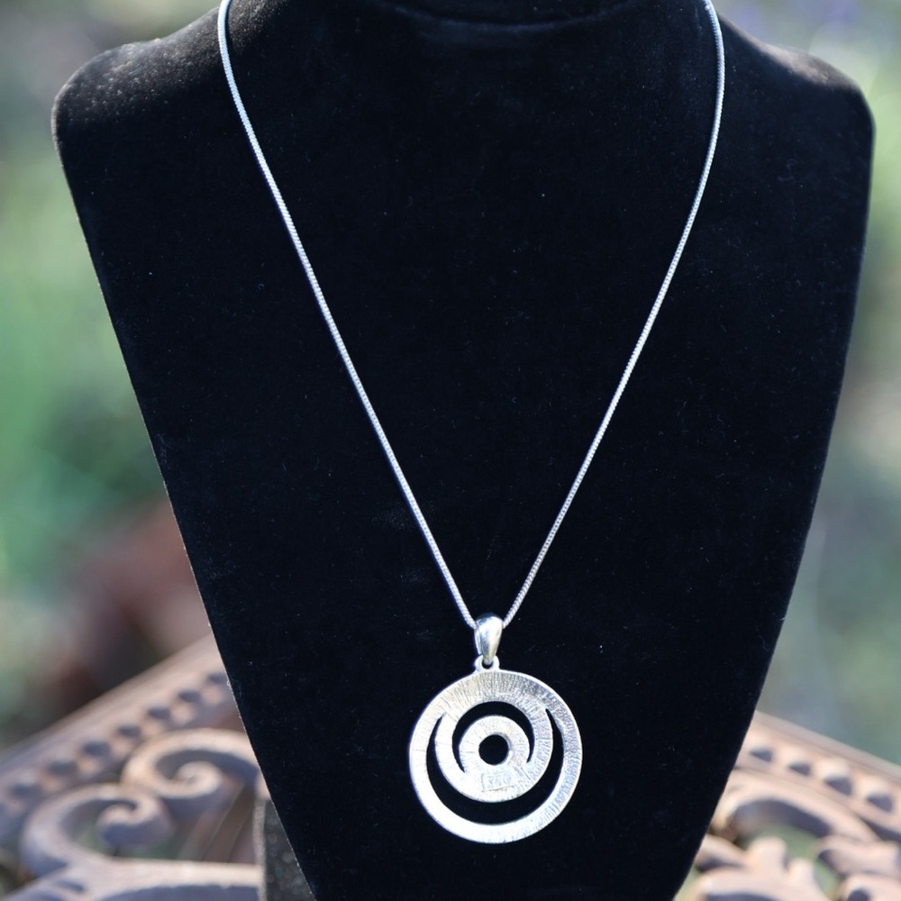 Kenneth Cole Silver Tone Necklace with Red Accent Pendant - Picture 3 of 4